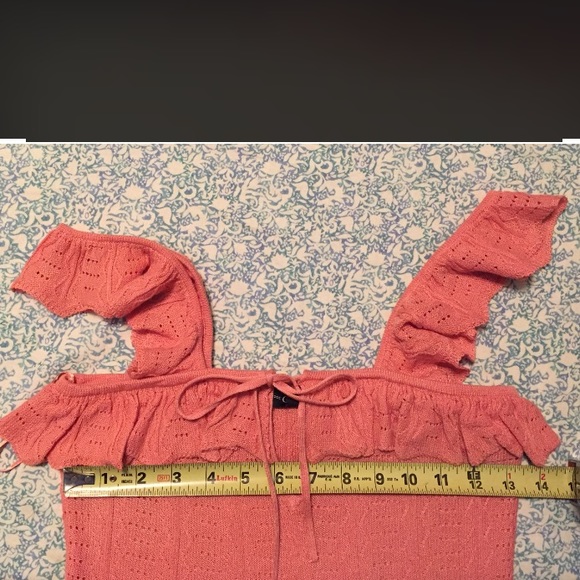 GUESS Ruffled Pointelle Top, Size: XS - Picture 4 of 9